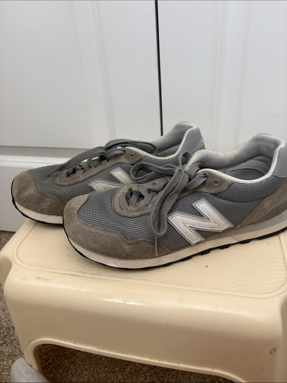 New Balance Gray & White Mesh Suede Runner